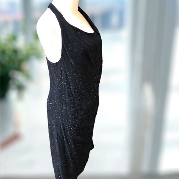 🔥🔥 Helmut Lang GRANULE 100% Silk Embellished Leather Sequin Dress Size 6 - Picture 14 of 16